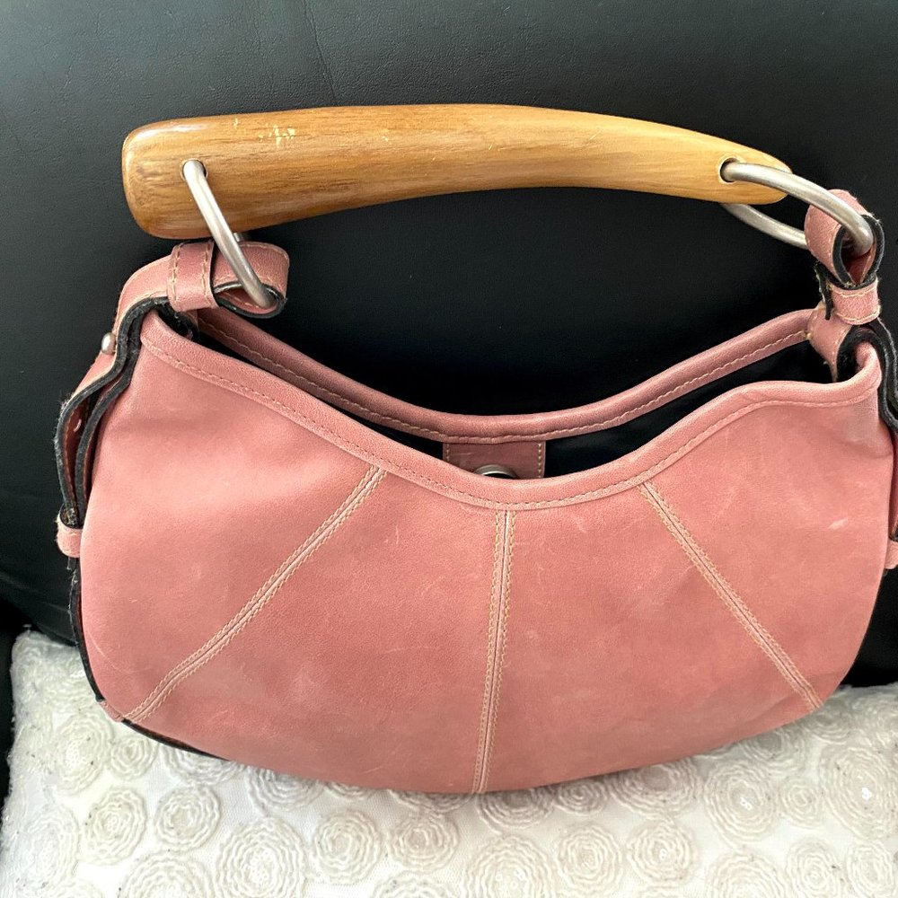 FASHION EXPRESS Pink Bag with Wooden Horn Handle